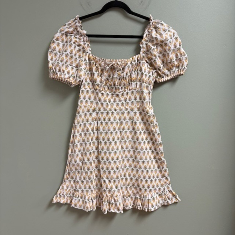 Dizzy Lizzy Floral Dress Size M Coquette Milkmaid Cottage Babydoll Puff Sleeve